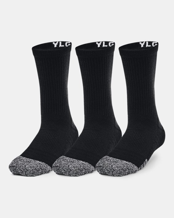 Youth HeatGear® Crew Socks 3-Pack, Black, pdpMainDesktop image number 0
